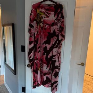 Natori Pink and Brown Floral Kaftan